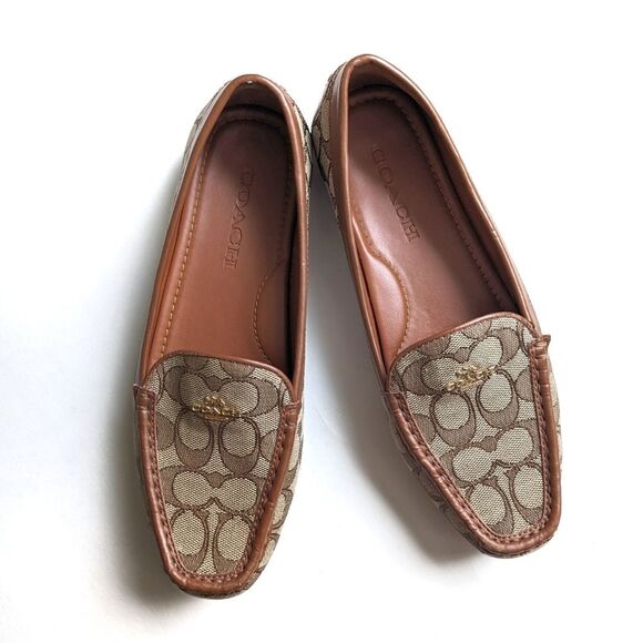 Coach Lock Up Driver Slip On Khaki Saddle Brown Loafers 8 - Picture 16 of 16